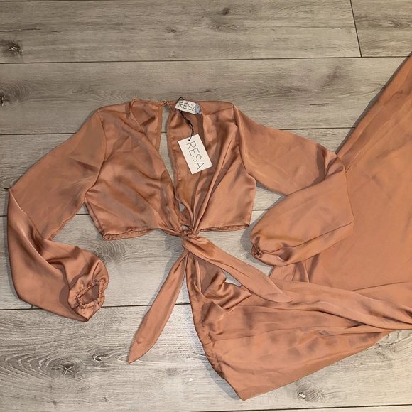 NWT RESA Noelle Sedona Blush Pink Satin Maxi Dress Women's X-Small XS - Picture 3 of 6